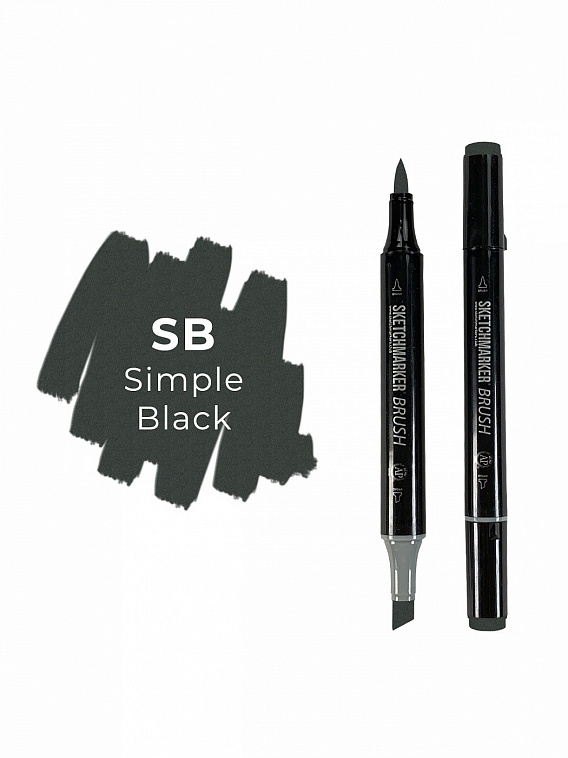 Маркер двухсторонний на спиртовой основе Sketchmarker Brush Цвет Простой черный 606x758