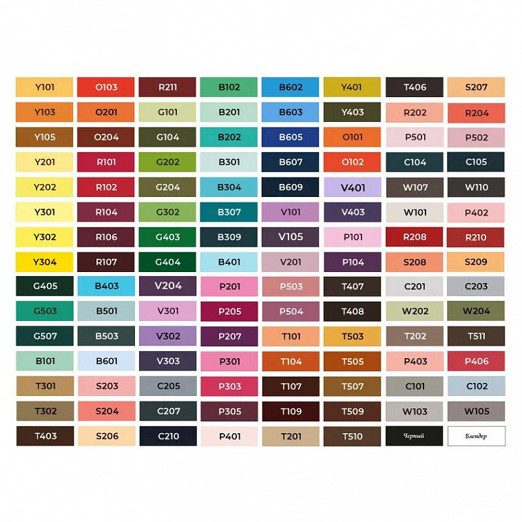 Набор спиртовых маркеров Малевичъ "GrafArt Brush" Максимальный, 120 цветов 606x758