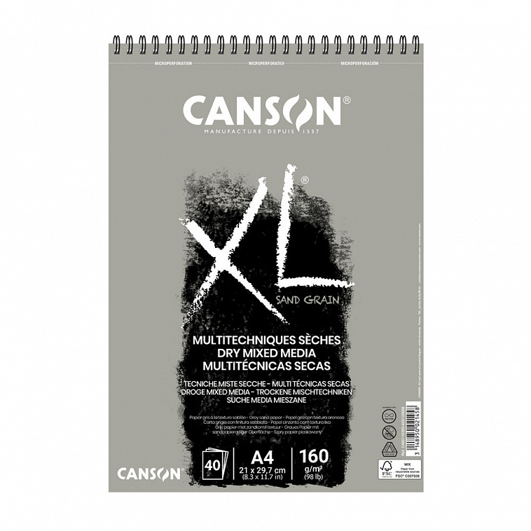 Альбом для графики Canson "SAND GRAIN NATURAL" серая бумага, А4 40л 160 г