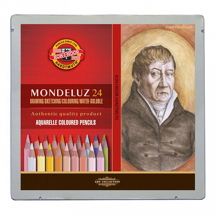 Набор карандашей акварельных Koh-I-Noor "MONDELUZ PORTRAIT" 24 цвета, металл.коробка