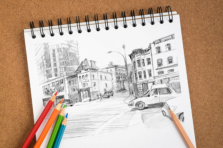 Скетчбук на спирали Clairefontaine"Sketch" A3 50 л 90 г, коричневый 606x758