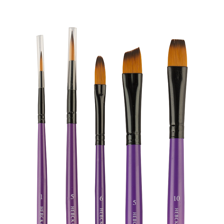 Набор кистей синтетика Decola №4, 5 шт (№ 1, 5 круглая, короткая ручка; № 10 плоская, короткая ручка 606x758