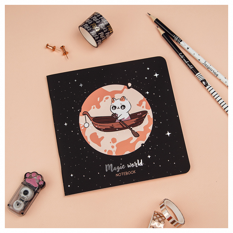 Записная книжка на скрепке MESHU "Magic world" 170*170 мм 40 л 80 г, soft-touch ламинация, тиснение  606x758