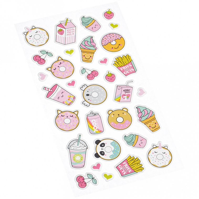 Наклейки объемные MESHU "Cute sweets", 10*24см, 32 наклейки