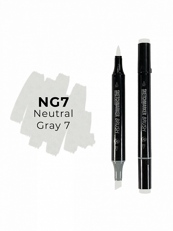 Маркер двухсторонний на спиртовой основе Sketchmarker Brush Цвет Нейтральный серый 7 606x758