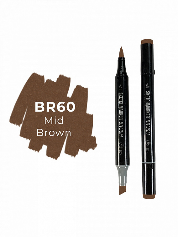 Маркер двухсторонний на спиртовой основе Sketchmarker Brush Цвет Средний коричневый 606x758