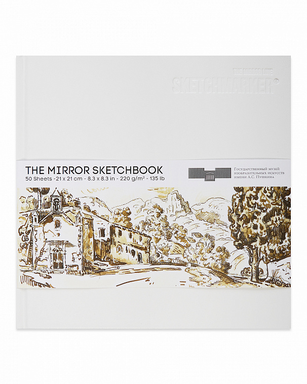 Скетчбук SKETCHMARKER & Pushkinskiy THE MIRROR 21х21 см 50 л 220 г, твердая обложка белая 606x758