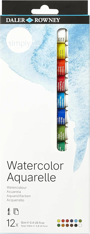 Набор акварели Daler-Rowney "Simply" в тубах 12 цв*12 мл 606x758