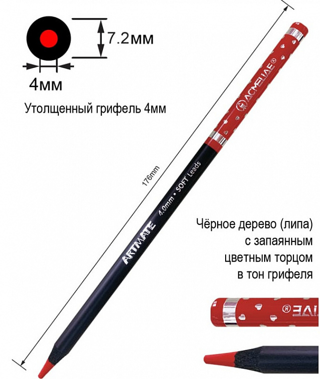 Набор карандашей цветных ACMELIAE "Blackwood Artmate" 24 цв, в картонном футляре