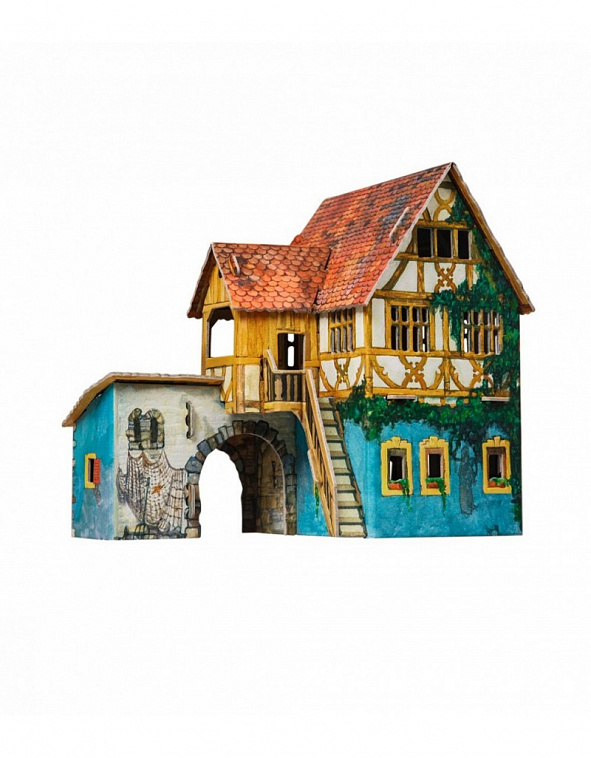 Игровой набор из картона Средневековый город "Дом с кораблем"