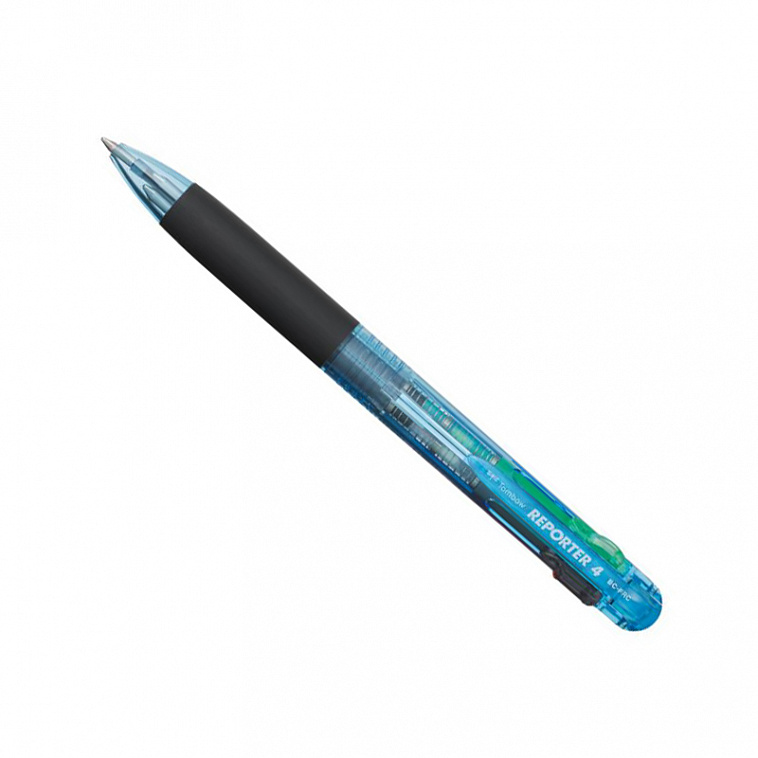 Ручка шариковая 4х цветная Tombow Reporter Smart 4 colors полупрозрачный голубой корпус