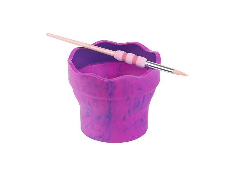 Стакан для воды Faber-Castell "Clic&Go", складной, розовый мрамор 606x758