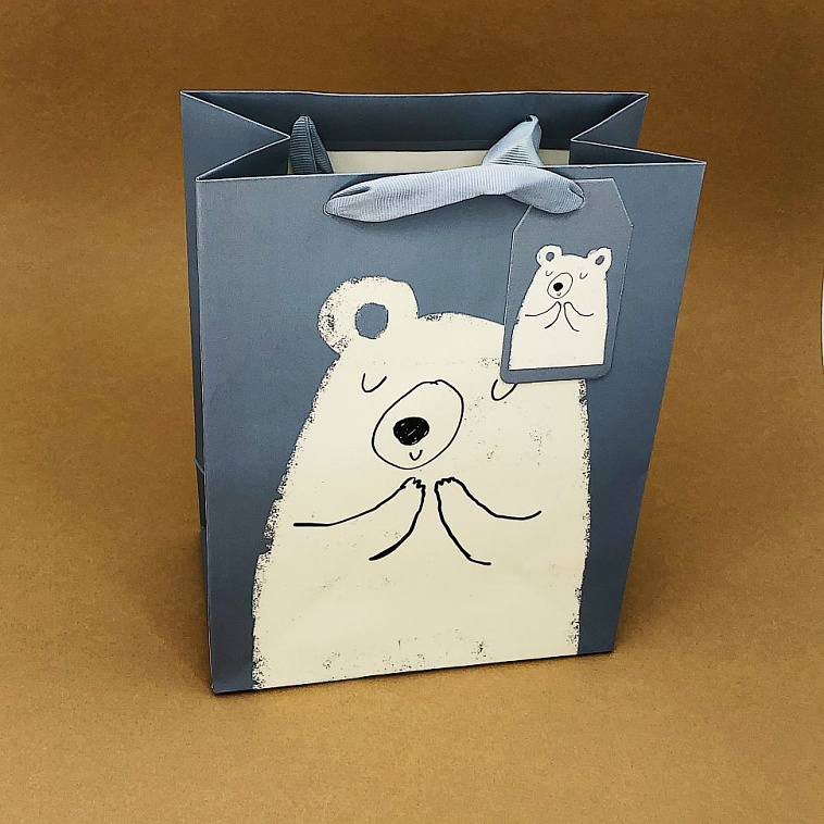 Пакет подарочный "Bear", light blue S