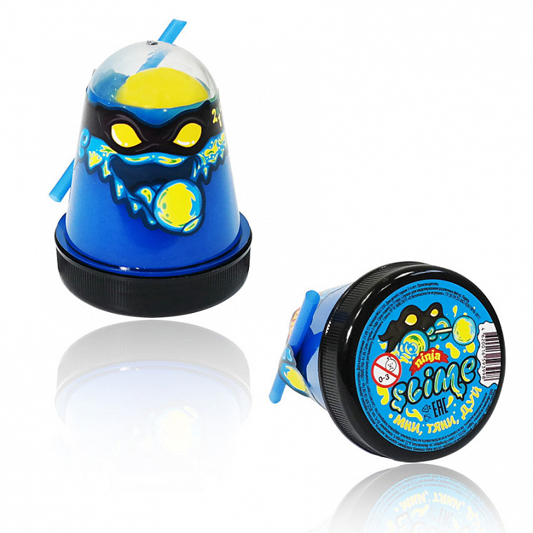 Игрушка Slime "Ninja" 2 в 1 смешивай цвета, синий и желтый, 130 г