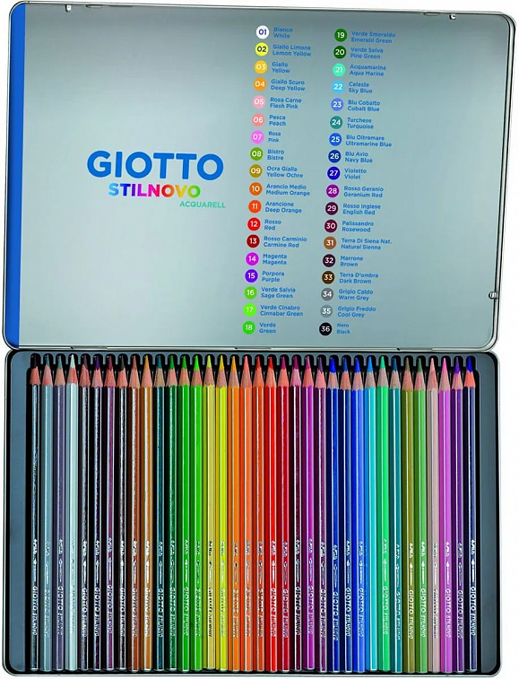 Набор карандашей акварельных Fila Giotto "Stilnovo" 36 цв в метал кор 