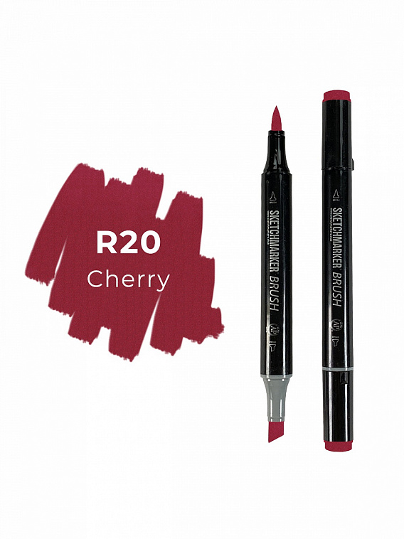 Маркер двухсторонний на спиртовой основе Sketchmarker Brush Цвет Вишня 606x758