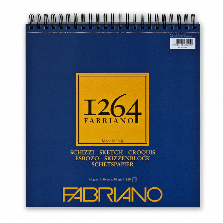 Альбом для графики на спирали Fabriano "1264 SKETCH" 30х30 см 120 л 90 г