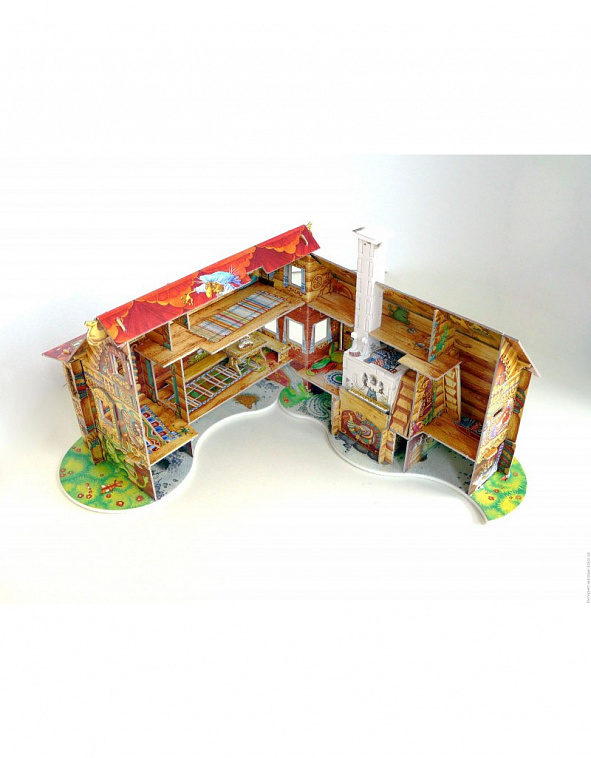Игровой набор из картона, сборный домик с героями "Красная изба"