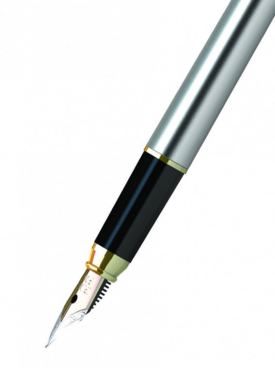 Ручка перьевая Berlingo "Golden Prestige" 0,8 мм, синяя, корпус хром/золото, пластик. футляр