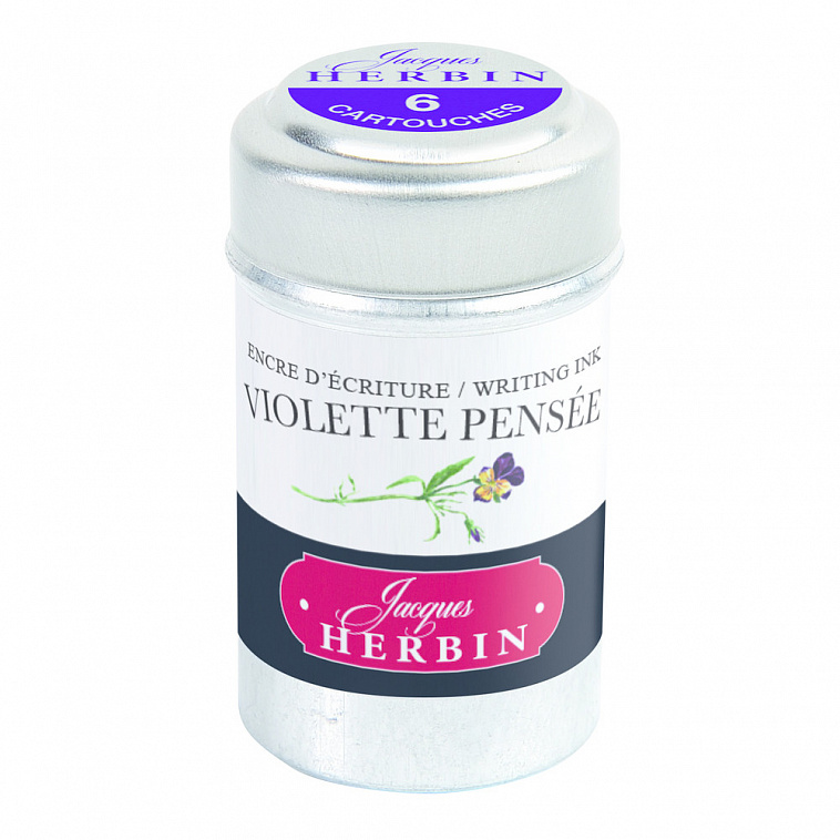 Набор картриджей для перьевой ручки Herbin, Violette pensée, Сине-лиловый, 6шт 606x758