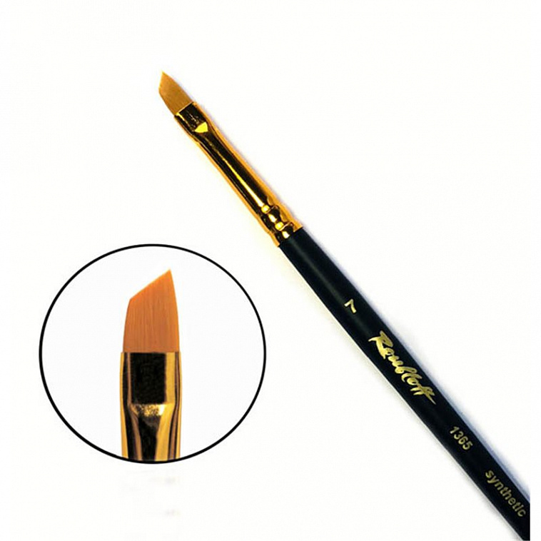 Кисть синтетика №7 скошенная Roubloff "1365" короткая ручка, матовая 606x758