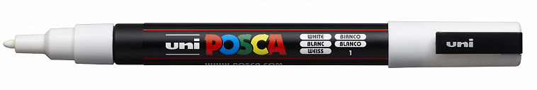 Маркер UNI "POSCA" PC-3M, 0,9-1,3 мм, наконечник пулевидный, №1 цвет белый 606x758