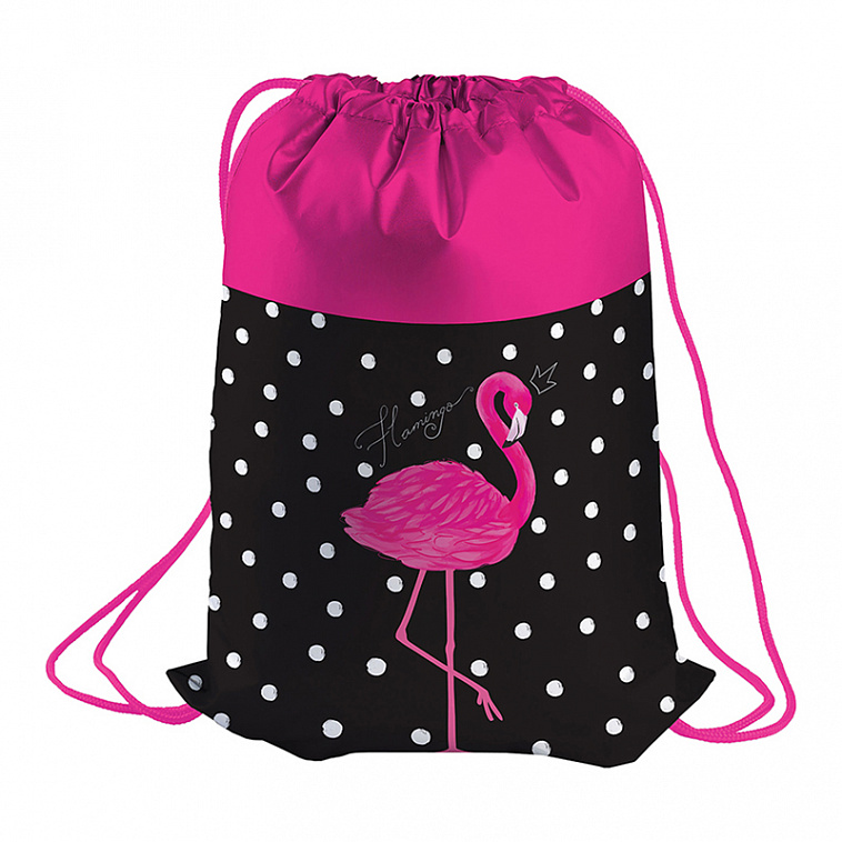 Мешок для обуви 1 отделение Berlingo "Pink flamingo", 410*490 мм, с вентил. сеточкой