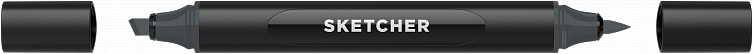Маркер для скетчинга Molotow "Sketcher" NG565 c кистью и скошенным пером neutral grey 6 606x758