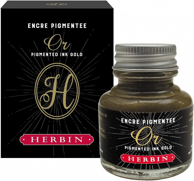 Тушь декоративная Herbin, 30 мл, Золотой 606x758