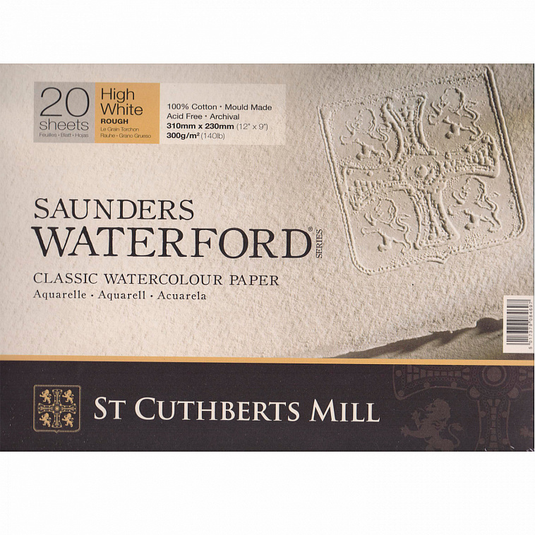 Альбом-склейка для акварели Saunders Waterford Rough крупное зерно 41х31 см 20 л 300 г белоснежный 606x758