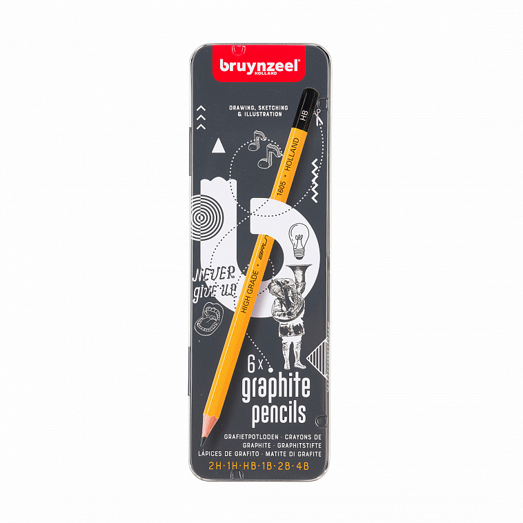 Набор чернографитных карандашей Bruynzeel 6 шт в металлической упаковке
