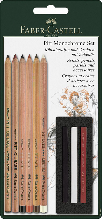 Набор для рисования Faber-castell мелки "PITT" и пастельные карандаши "PITT MONOCHROME" 9 предметов