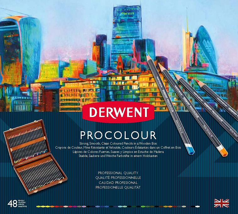 Набор карандашей цветных Derwent "Procolour" 48 цв в деревянной коробке
