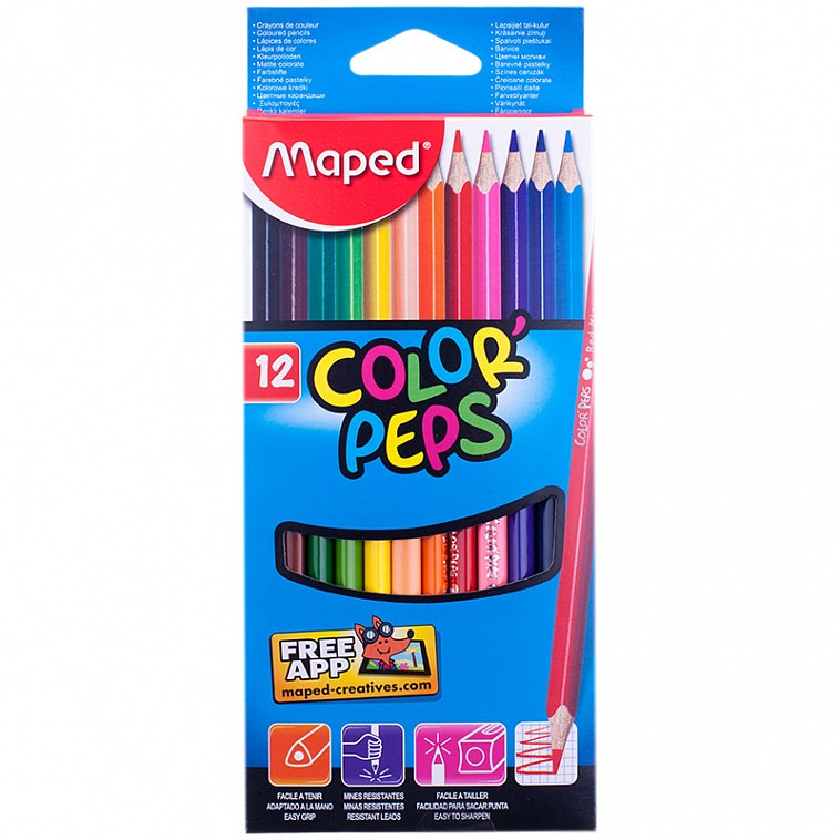 Набор карандашей цветных Maped "Color Peps" 12 цв в картоне  