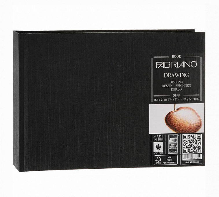 Блокнот для зарисовок Fabriano "Drawingbook" ландшафт 14,8х21 см 60 л 160 г мелкозернистая  606x758