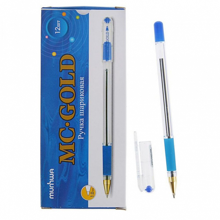 Ручка шариковая 1,0 мм синяя "MC Gold" MunHwa
