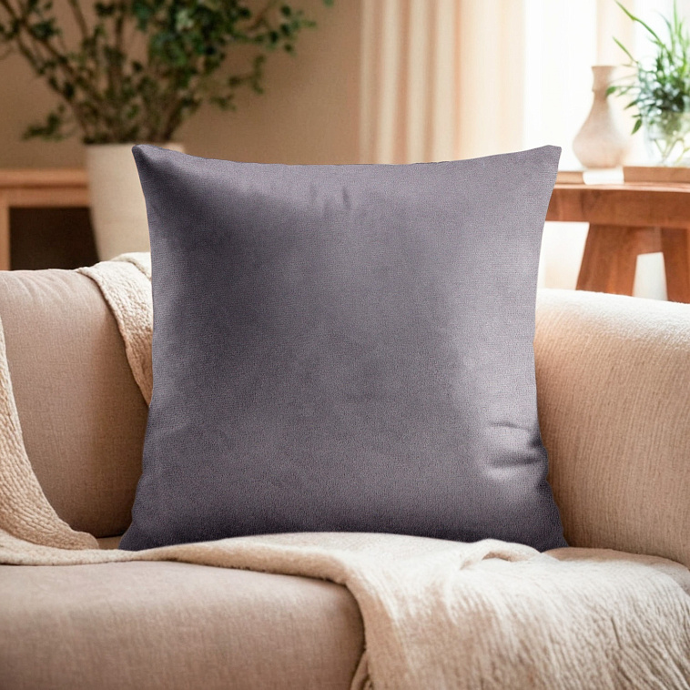 Подушка декоративная KK/home серый велюр, 30*30 см 606x758
