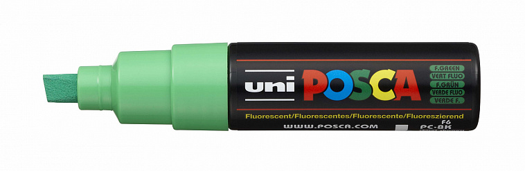 Маркер UNI "POSCA" PC-8K, до 8,0 мм, наконечник скошенный, цвет флуоресцентно-зеленый 606x758