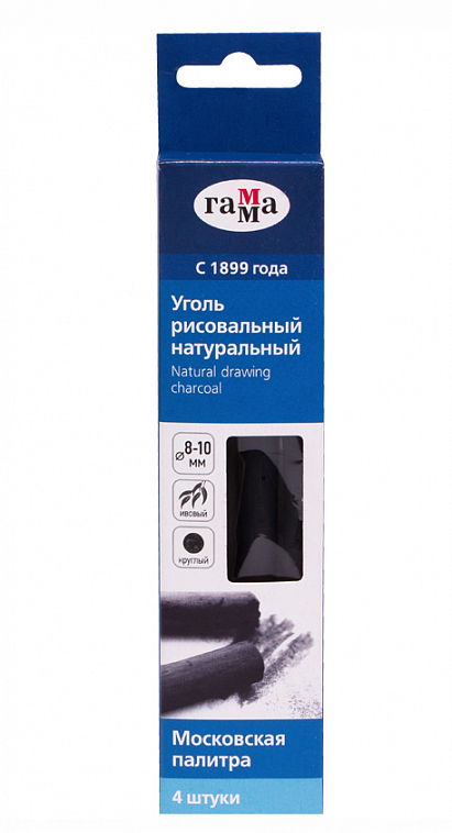 Набор угля рисовального Гамма "Московская палитра" 4 шт D 8-10 мм, 140 мм, круглый