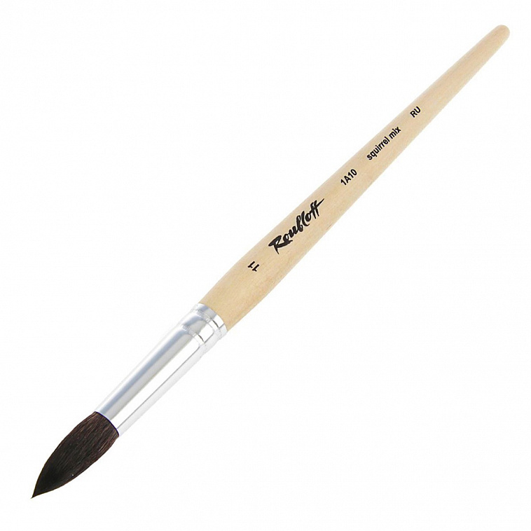 Кисть белка микс №11 круглая Roubloff "1А10" короткая ручка п/лак 606x758