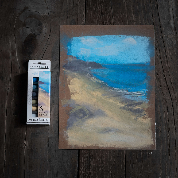 Набор сухой пастели Sennelier "A LECU" 6 цв 1/2, Морской пейзаж, в картонной коробке