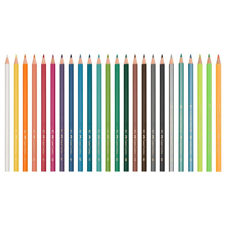 Набор карандашей цветные Faber-Castell "Dinosaur", 18 цв. + 3 цв. металл. + 3 цв. неон. + наклейки,  606x758