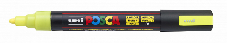Маркер UNI "POSCA" PC-5M, 1,8-2,5 мм, наконечник пулевидный, цвет флуоресцентно-желтый 606x758