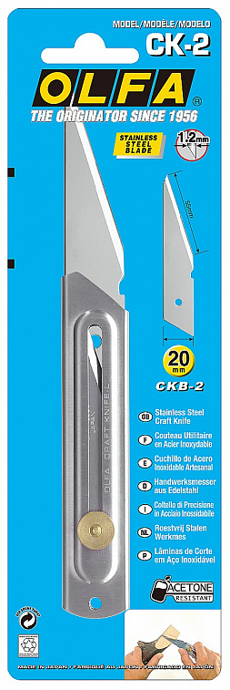Нож OLFA с выдвижным лезвием 20 мм хозяйственный, корпус и лезвие из нержавеющей стали