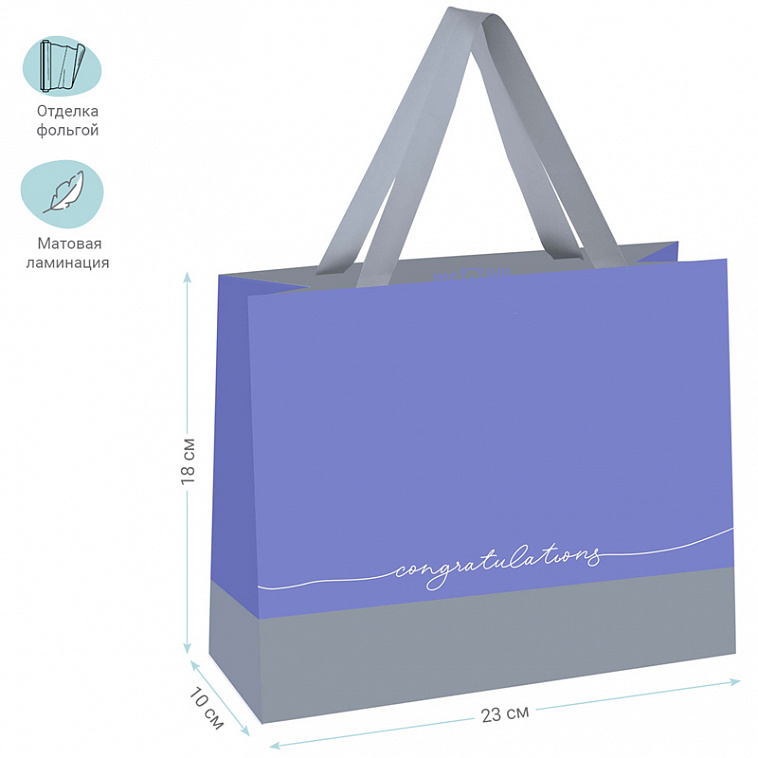 Пакет подарочный MESHU "Duotone. Gray-lavender" 23*18*10 см 606x758
