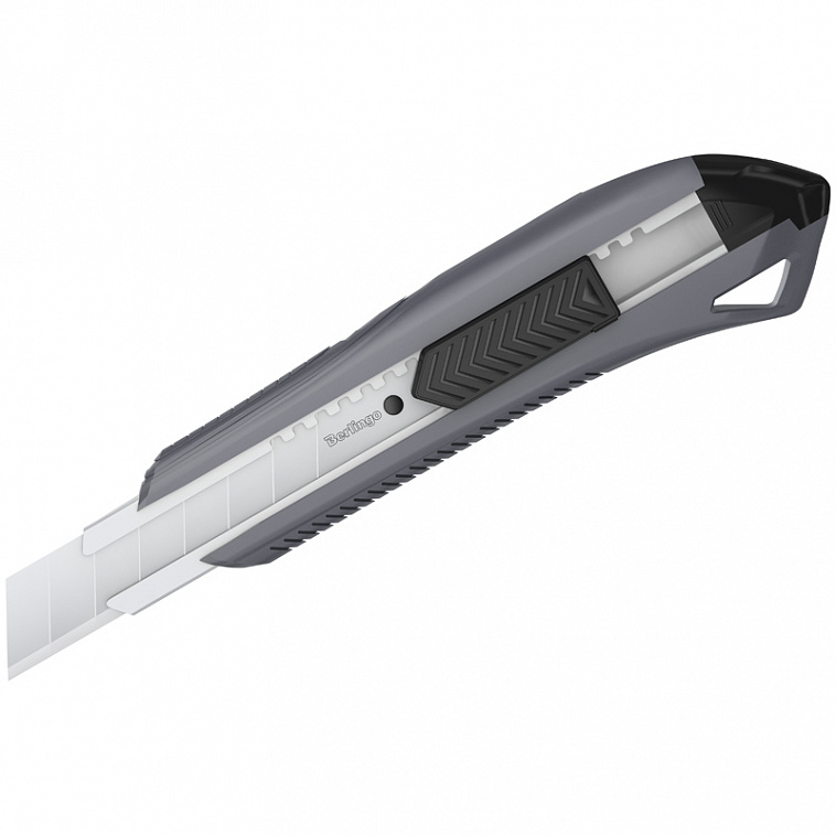 Нож канцелярский Berlingo "Razzor 200" 18 мм, серый + лезвия сменные 10шт., блистер, европодвес