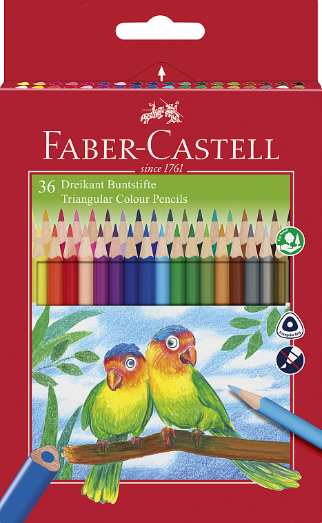 Набор карандашей цветных Faber-castell "Eco" 36 шт трехгранные + точилка в картоне  