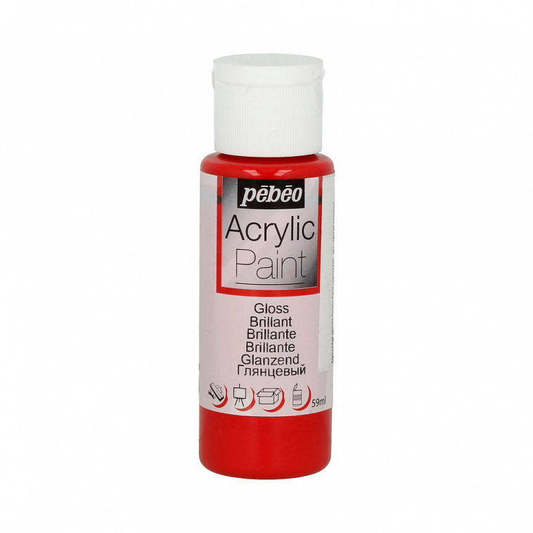 Акрил для декора Pebeo "Acrylic Paint" 59 мл, глянцевый, красный 606x758