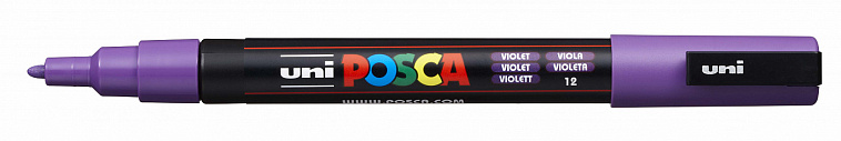 Маркер UNI "POSCA" PC-3M, 0,9-1,3 мм, наконечник пулевидный, №12 цвет фиолетовый 606x758
