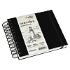 Скетчбук на спирали Гамма "Студия" 15х15 см 100 л 110 г, черный, твердая обложка, на резинке, слон 2